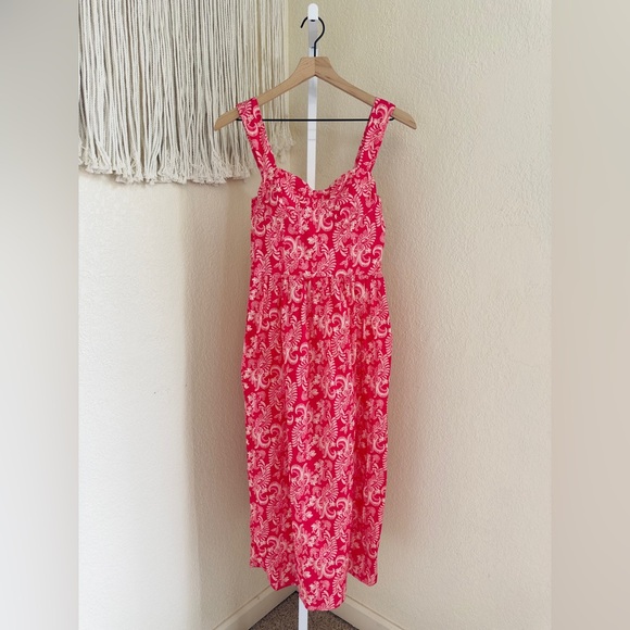 The‎ Lulo Project Antoinette Poplin Midi Dress XS Pink Paisley Sweetheart NWT - Picture 2 of 12